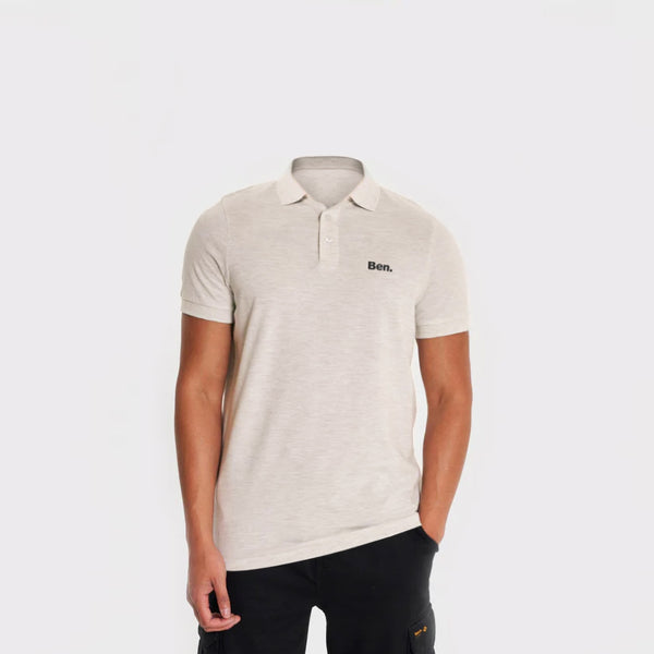 Half-Sleeved Polo Shirt for Men in Off White