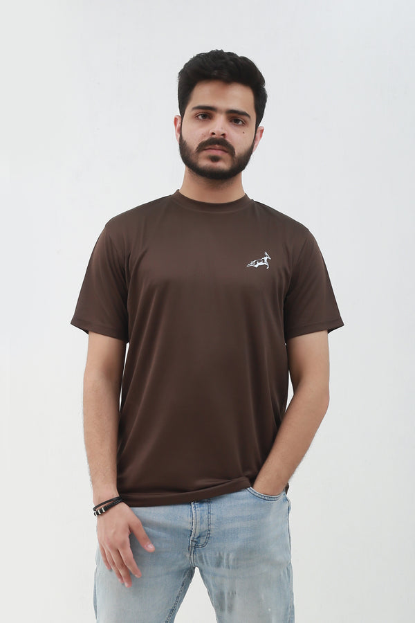 Half-Sleeved Springboq T-Shirt for Men in Dark Brown