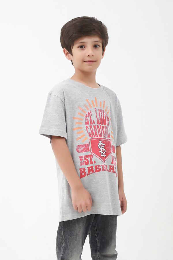 Grey T-Shirt with Red Print for Kids