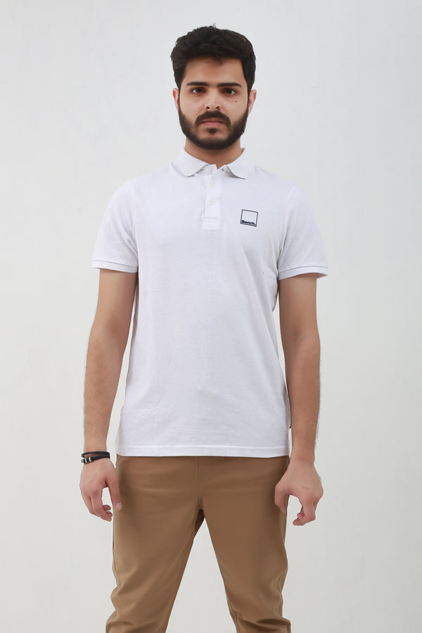 Half-Sleeved Polo Shirt for Men in White