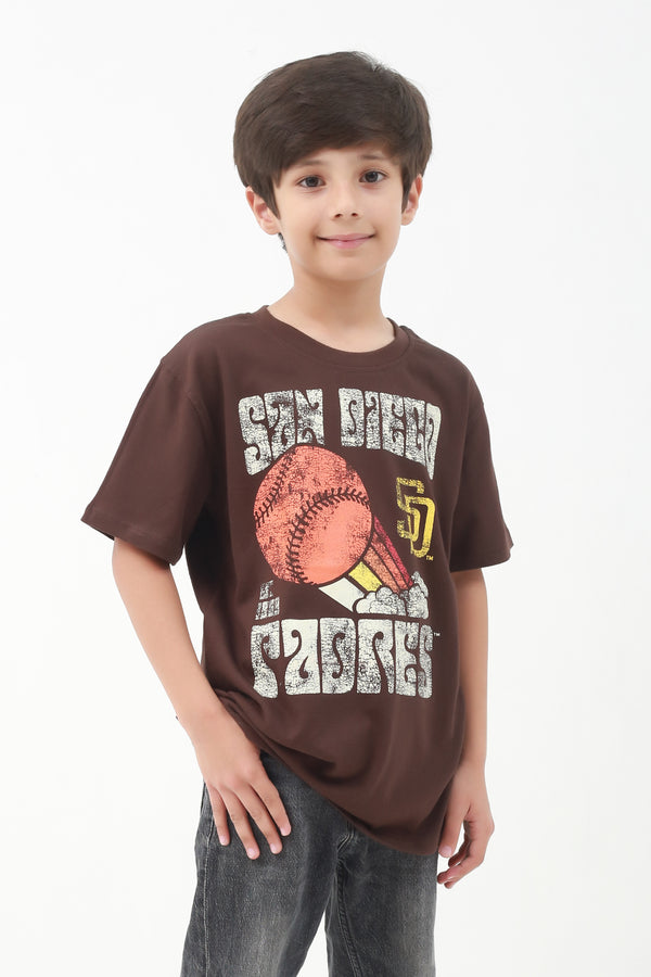 Dark Brown T-Shirt with Print for Kids