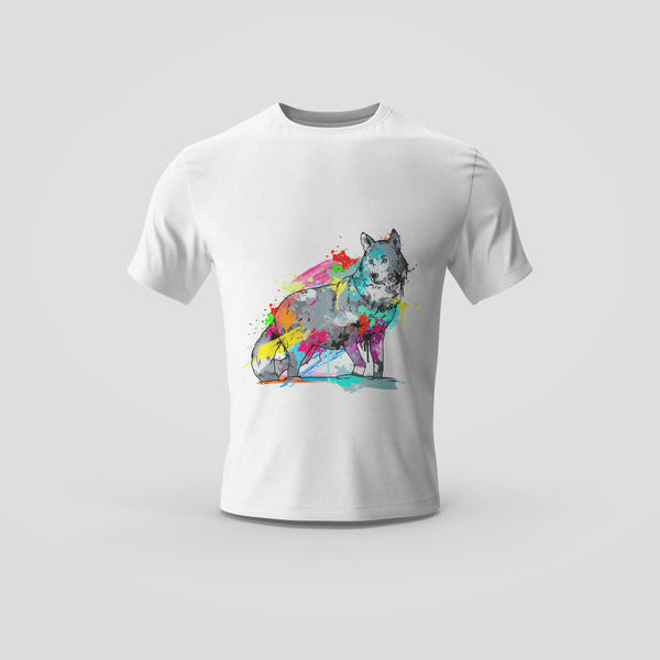 Abstract Artistic Wolf White T-Shirt