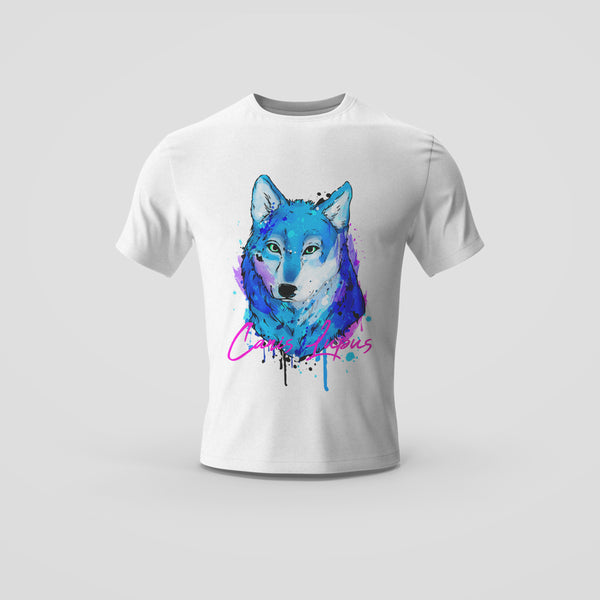 Vibrant Watercolor Wolf White T-Shirt