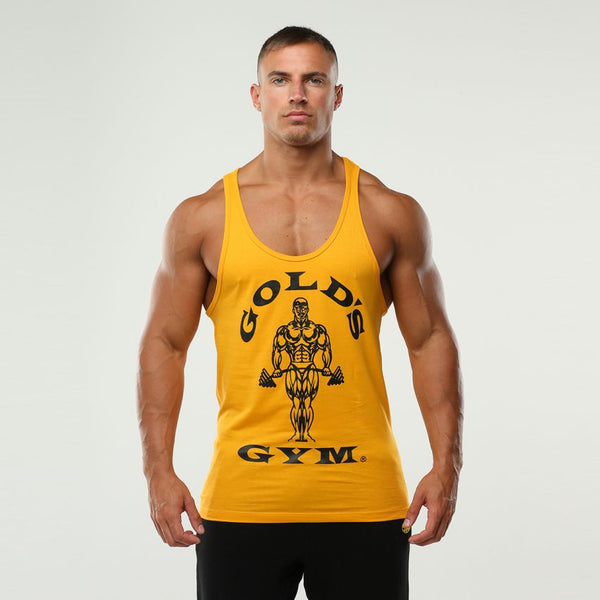 Stringer Gym Vest for Men in Yellow with Black Logo