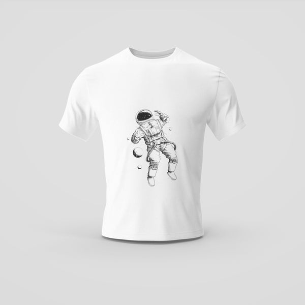 Astronaut Adrift Line Art T-Shirt - Space Explorer Design