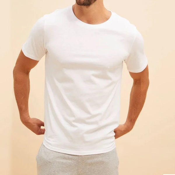 White Plain Short-Sleeved Branded Tshirts for Men