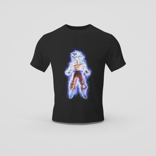 Black T Shirt with Electric Aura Ultrainstinct Goku Dragon Ball Z design