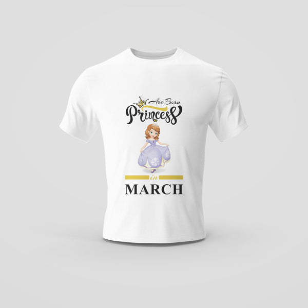 Whtie T-Shirt with March Princess Birthday design