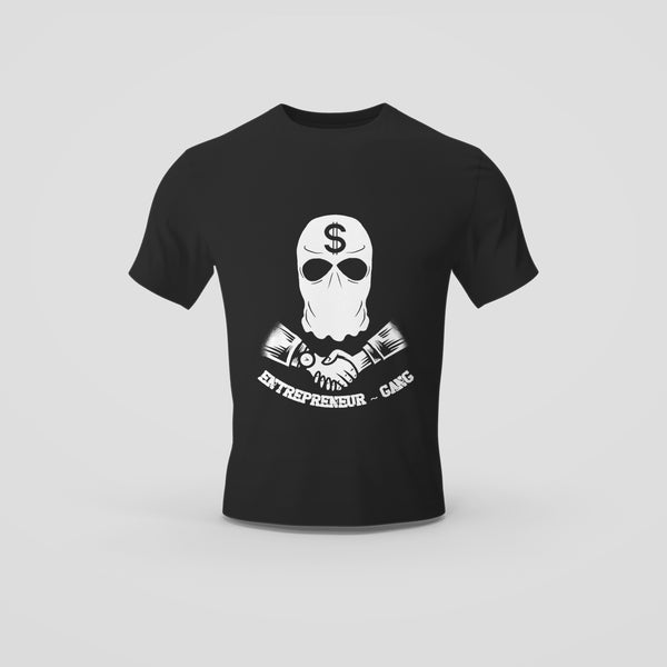 Black T-Shirt with Skull and Entrepreneur Gang Graphic